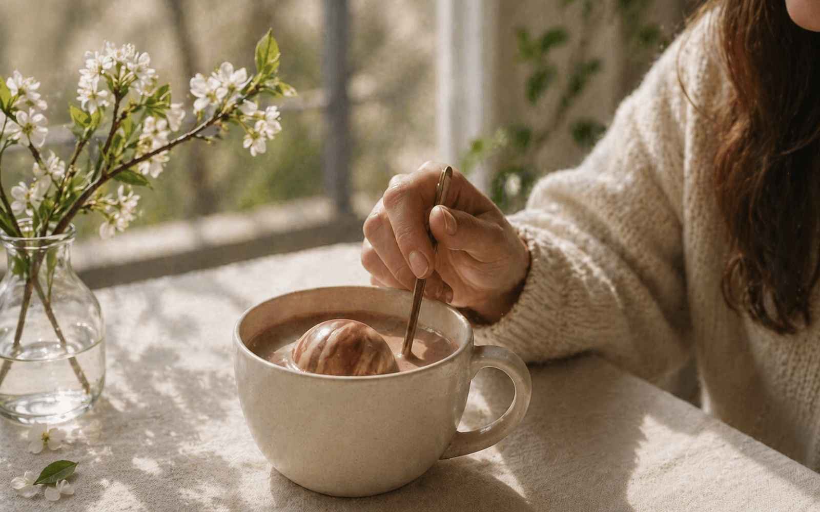 Chocolat chaud au printemps